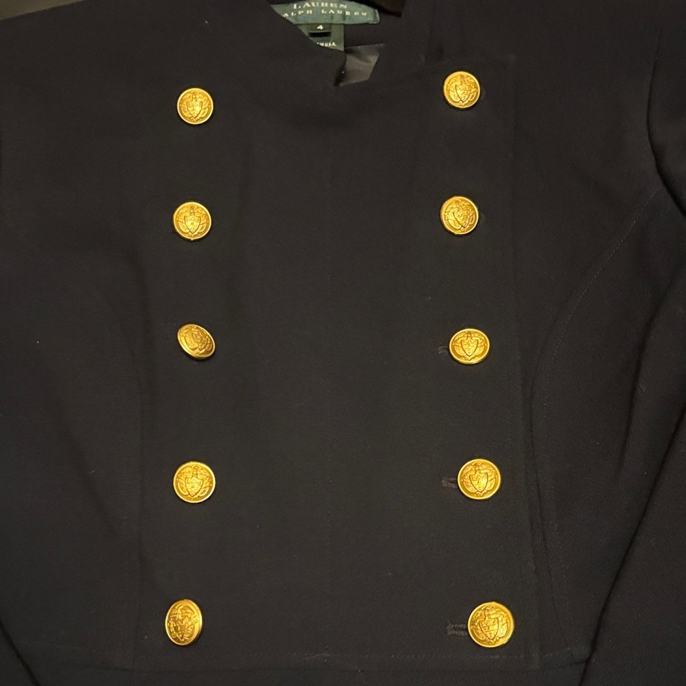Lauren Ralph Lauren Navy Military-Style Blazer with Gold Buttons - Picture 2 of 6